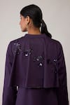 Buy_Bunka_Purple Cotton Embroidery, Sequins Collared Nicole Long Jacket _Online_at_Aza_Fashions