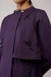 Shop_Bunka_Purple Cotton Embroidery, Sequins Collared Nicole Long Jacket _Online_at_Aza_Fashions