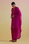 Buy_Bunka_Pink Organza, Satin Zari, Beads, Stones, Embroidery Farida Kurta Salwar Set _Online_at_Aza_Fashions