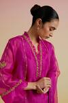 Bunka_Pink Organza, Satin Zari, Beads, Stones, Embroidery Farida Kurta Salwar Set _at_Aza_Fashions