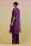 Shop_Bunka_Purple Silk Organza, Satin Beads, Stones, Zari High Bia Sheer Kurta And Pant Set _at_Aza_Fashions