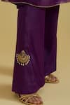 Bunka_Purple Silk Organza, Satin Beads, Stones, Zari High Bia Sheer Kurta And Pant Set _at_Aza_Fashions