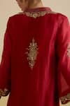 Shop_Bunka_Red Organza Embroidery, Sequins, Metallic Thread Split Aashra Kurta Sharara Set _Online_at_Aza_Fashions