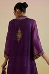 Shop_Bunka_Purple Organza Embroidery, Sequins, Zari Split V-neck, Aashra Kurta Sharara Set _Online_at_Aza_Fashions