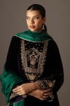 Bunka_Purple Velvet, Organza Embroidery, Sequins, Zari, Gota Patti Naheed Kurta Set _at_Aza_Fashions
