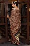 Shop_Geroo Jaipur_Beige Modal Sequins, Zari Block Printed Saree With Unstitched Blouse Piece _at_Aza_Fashions