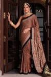 Buy_Geroo Jaipur_Maroon Modal, Silk Sequins, Ajrakh Print Saree With Unstitched Blouse Piece _Online_at_Aza_Fashions