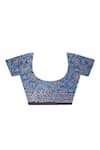 Shop_Geroo Jaipur_Blue Modal, Silk Zari Ajrakh Print Saree With Unstitched Blouse Piece _Online_at_Aza_Fashions