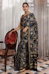 Buy Geroo Jaipur Black Modal, Silk Zari Ajrakh Pattern Saree With Unstitched Blouse Piece Online at Aza Fashions Buy_Geroo Jaipur_Black Modal, Silk Zari Ajrakh Pattern Saree With Unstitched Blouse Piece _Online_at_Aza_Fashions