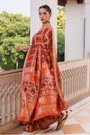 Buy_Geroo Jaipur_Peach Modal, Silk Zari, Tassels Ajrakh Woven Saree With Unstitched Blouse Piece _Online_at_Aza_Fashions