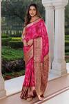 Shop Geroo Jaipur Pink Silk Zari Woven Saree With Unstitched Blouse Piece Online at Aza Fashions Shop_Geroo Jaipur_Pink Silk Zari Woven Saree With Unstitched Blouse Piece _Online_at_Aza_Fashions