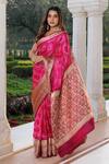 Buy Geroo Jaipur Pink Silk Zari Woven Saree With Unstitched Blouse Piece Buy_Geroo Jaipur_Pink Silk Zari Woven Saree With Unstitched Blouse Piece