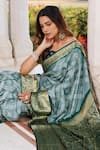 Geroo Jaipur_Green Silk Zari Woven Saree With Unstitched Blouse Piece _Online_at_Aza_Fashions