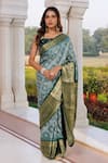 Buy_Geroo Jaipur_Green Silk Zari Woven Saree With Unstitched Blouse Piece _at_Aza_Fashions
