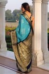Shop_Geroo Jaipur_Blue Silk Zari Bandhani Woven Saree With Unstitched Blouse Piece _at_Aza_Fashions