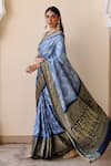 Buy_Geroo Jaipur_Blue Silk Zari Bandhani Pattern Saree With Unstitched Blouse Piece _Online_at_Aza_Fashions