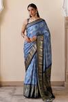 Buy_Geroo Jaipur_Blue Silk Zari Bandhani Pattern Saree With Unstitched Blouse Piece _at_Aza_Fashions