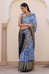 Shop_Geroo Jaipur_Blue Silk Zari Bandhani Pattern Saree With Unstitched Blouse Piece _Online_at_Aza_Fashions