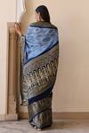 Shop_Geroo Jaipur_Blue Silk Zari Bandhani Pattern Saree With Unstitched Blouse Piece _at_Aza_Fashions