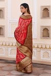 Shop_Geroo Jaipur_Red Silk Zari Bandhani Pattern Saree With Unstitched Blouse Piece _at_Aza_Fashions