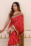 Shop_Geroo Jaipur_Red Silk Zari Bandhani Pattern Saree With Unstitched Blouse Piece _Online_at_Aza_Fashions