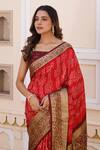 Buy_Geroo Jaipur_Red Silk Zari Bandhani Pattern Saree With Unstitched Blouse Piece 