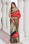 Geroo Jaipur_Red Silk Zari Bandhani Pattern Saree With Unstitched Blouse Piece _Online_at_Aza_Fashions