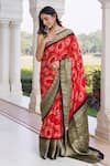 Buy_Geroo Jaipur_Red Silk Zari Bandhani Pattern Saree With Unstitched Blouse Piece 