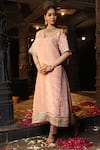 Buy_Monk & Mei By Sonia Anand_Blush Tissue, Silk, Shantoon Zari, Embellished Benarasi Kurta And Salwar Set _Online_at_Aza_Fashions