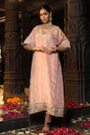 Shop_Monk & Mei By Sonia Anand_Blush Tissue, Silk, Shantoon Zari, Embellished Benarasi Kurta And Salwar Set _Online_at_Aza_Fashions