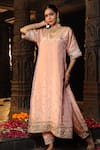Monk & Mei By Sonia Anand_Blush Tissue, Silk, Shantoon Zari, Embellished Benarasi Kurta And Salwar Set _at_Aza_Fashions