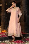 Buy_Monk & Mei By Sonia Anand_Blush Tissue, Silk, Shantoon Zari, Embellished Benarasi Kurta And Salwar Set 