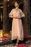 Shop_Monk & Mei By Sonia Anand_Blush Tissue, Silk, Shantoon Zari, Embellished Benarasi Kurta And Salwar Set 