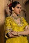 Buy Monk & Mei By Sonia Anand Yellow Silk, Tissue Embroidery Split V-neck Navya Embellished Kurta And Salwar Set Online at Aza Fashions Buy_Monk & Mei By Sonia Anand_Yellow Silk, Tissue Embroidery Split V-neck Navya Embellished Kurta And Salwar Set _Online_at_Aza_Fashions
