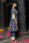 Monk & Mei By Sonia Anand Blue Silk, Tissue Metallic Thread, Lace, Bhavya Embellished Kurta And Pant Set Online at Aza Fashions Monk & Mei By Sonia Anand_Blue Silk, Tissue Metallic Thread, Lace, Bhavya Embellished Kurta And Pant Set _Online_at_Aza_Fashions