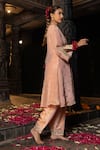Shop_Monk & Mei By Sonia Anand_Pink Silk, Tissue Embroidery, Sequins, Gota Bhavya Embellished Kurta And Pant Set _at_Aza_Fashions