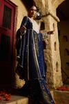 Monk & Mei By Sonia Anand_Blue Silk, Tissue Embroidery, Zari, Metallic Tulsi Embellished Kurta Sharara Set _at_Aza_Fashions