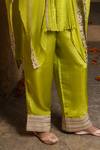 Monk & Mei By Sonia Anand_Green Silk, Tissue Lace, Sequins, Lasya Embellished Pleated Kaftan And Pant Set _Online_at_Aza_Fashions