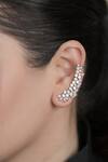 Shop_Anana_Silver Plated Crystals, Stones Cubic Zirconia Embellished Ear Cuff _at_Aza_Fashions