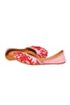 Kurrbat_Pink Camellia Embroidered Juttis _Online_at_Aza_Fashions