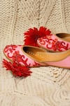 Shop_Kurrbat_Pink Camellia Embroidered Juttis _Online_at_Aza_Fashions