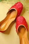 Buy_Kurrbat_Red Gulaab Floral Embroidered Jutti _at_Aza_Fashions