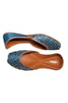 Shop_Kurrbat_Blue Neelam Hand Embroidered Mirror Work Juttis _Online_at_Aza_Fashions