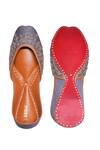 Buy_Kurrbat_Grey Firdaus Embroidered Raw Silk Juttis _Online_at_Aza_Fashions