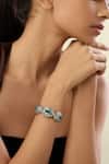 Buy_Isharya_Silver Plated Crystals, Stones Lavinia Cuff Bracelet _at_Aza_Fashions