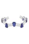 Shop_Isharya_Blue Stones, Crystals Harlow Sapphire Cuff Bracelet _at_Aza_Fashions