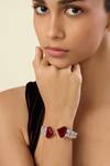 Buy_Isharya_Red Stones, Crystals Irisa Ruby Cuff Bracelet _at_Aza_Fashions