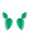 Shop_Isharya_Green Crystals, Stones Astoria Emerald Studs _at_Aza_Fashions
