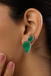 Shop_Isharya_Green Crystals, Stones Astoria Emerald Studs _Online_at_Aza_Fashions