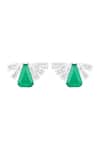 Shop_Isharya_Green Crystals, Gemstones Gatsby Emerald Studs _at_Aza_Fashions